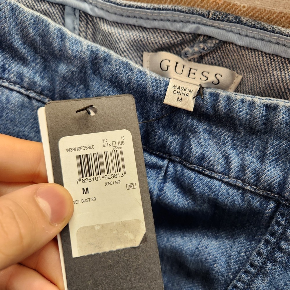 Guess Neil Denim Bustier Square Neck Cropped Denim Top Womens Size M NWT - Picture 5 of 7